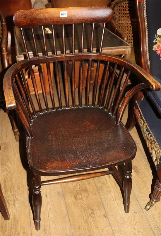 An elm and beech spindle back chair